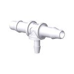 T Connector, Reducer, Barbed, White, 100/Bag - Fits 3/16 inch ID Tubing (0.188 inch, 4.76 mm); Fits 3/32 inch ID Tubing (0.094 inch 2.38 mm) - AHTR6330