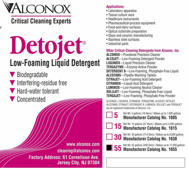 Alconox Detergents Detojet, 55 Gallon - ALD1655