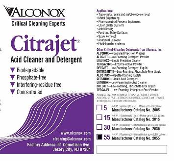 Alconox Detergents Citrajet, 55 Gallon - 2055 - 1 Each
