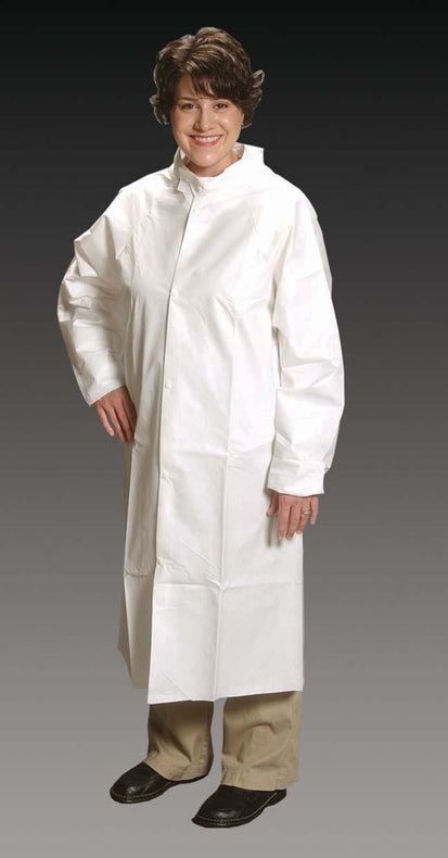 Alpha Pro Tech Critical Cover ComforTech with Snap Collar Frock, Snap Closure, White, Size M - FK-J2121-2 - 25 Each