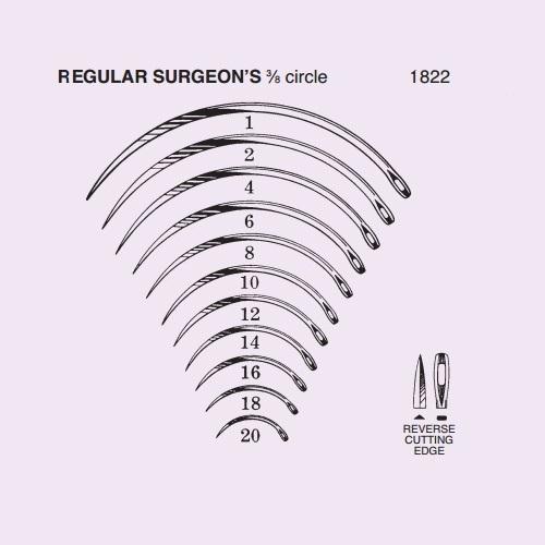Anchor Comp Reg Surgeon Surgical Needle, 3/8 Circle, Reverse Cut, Sterile, Size 18 - 1822-18DC - 40 Each