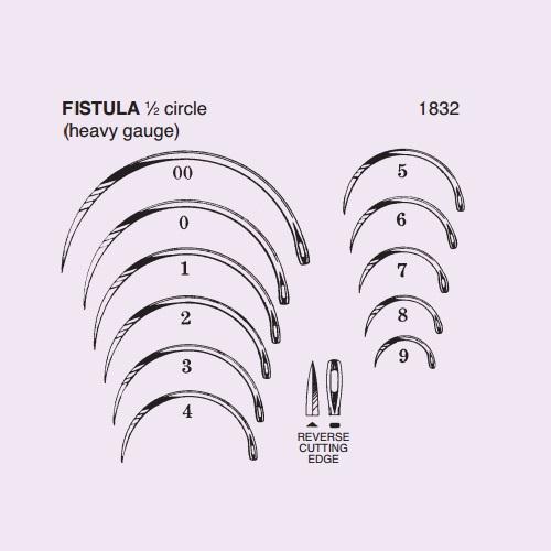 Anchor Comp Fistula Needle, Reverse Cut, 1/2 Circle, Size 5 - 1832-5DC - 40 Each