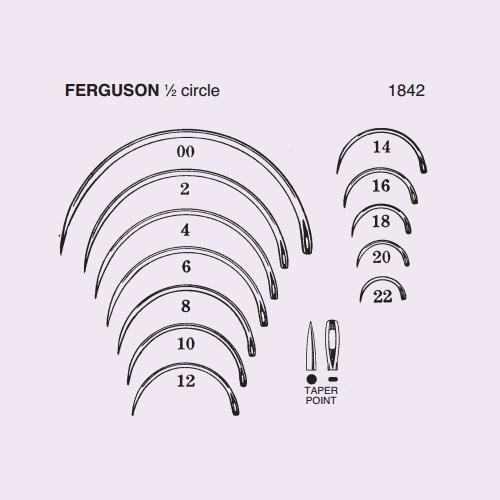 Anchor Comp 1/2 Circle Round Body Ferguson Needle with Taper Point, Size 16, Disposable Gross Boxes - 1842-16DG - 144 Pack