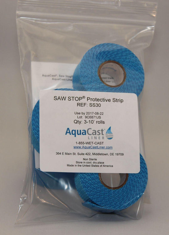 Aquacast Liner Saw Stop De-Flex Protective Cast Removal Strip, Standard Blue, 1.25" x 10' Roll, 3 Rolls / Pack - SS30 - 3 Roll
