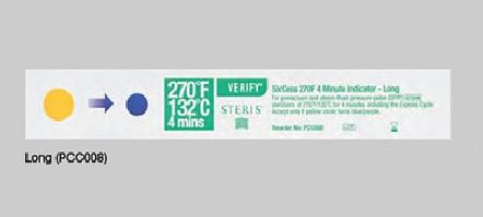 Steris 4-Minute Verify SixCess 270°F 4 Minute Steam Indicator Strip, Long - PCC008 - 100 Each