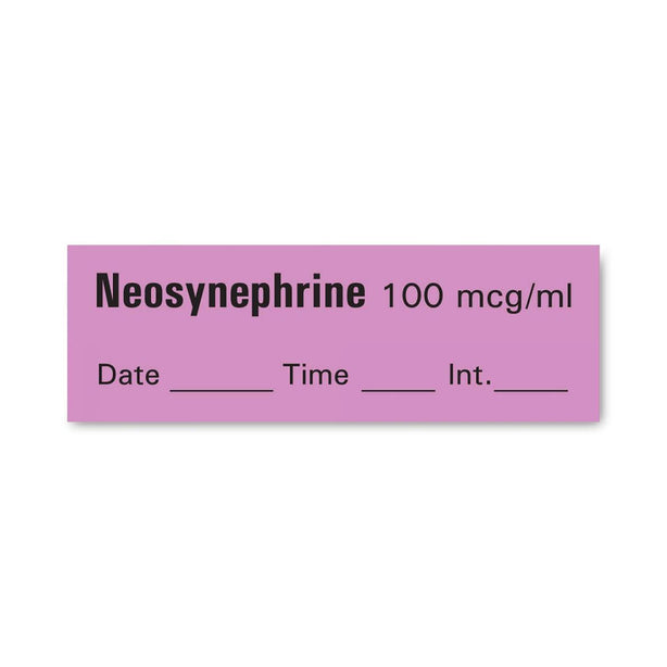 Jm Industries JM Anesthesia Drug "Neosynephrine 100 mcg / mL" Tape with Date, Time, and Initials - ATX43J - 6 Roll