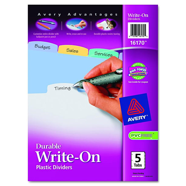 AVERY-DENNISON Write-On Index Dividers 16170 5 Each - MDL-AVE16170