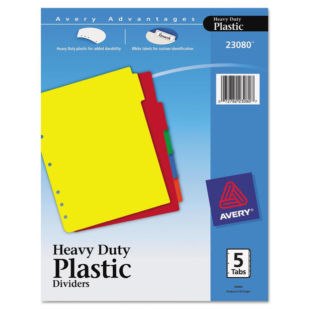 AVERY-DENNISON Plastic Dividers with Tab Labels 23080 5 Each-MDL-AVE23080