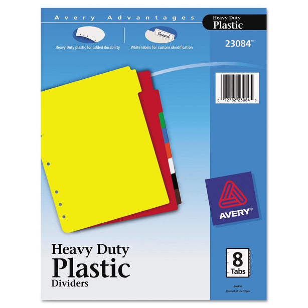 AVERY-DENNISON Plastic Dividers with Tab Labels 23084 8 Each-MDL-AVE23084
