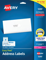 Avery-Dennison Easy-Peel White Address Labels 5260 - 750.0 Each