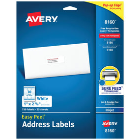 Avery-Dennison Easy-Peel White Address Labels 8160 - 750.0 Each
