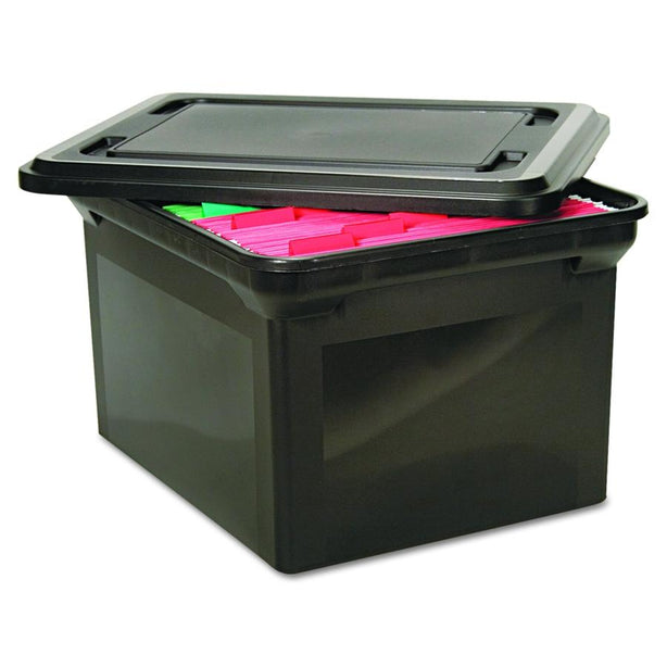 Advantus Totes Black Plastic File Storage Box with Lid - 34052 - 1 Each