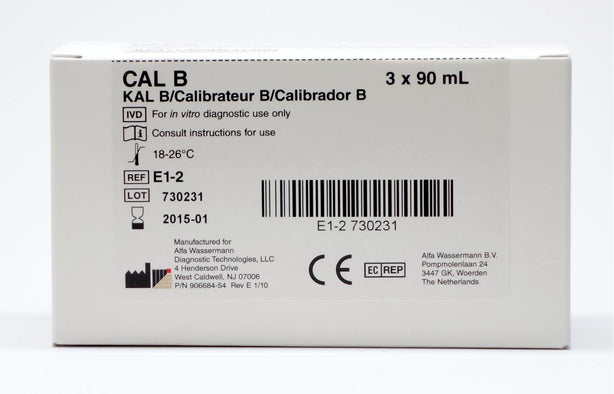 Alfa Wassermann Accessories for Chemistry Analyzers ISE Cal B Calibrator, 3 x 90 mL - AWRE12