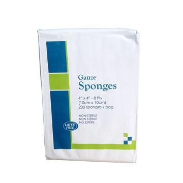 Azer Scientific Sponge 8-Ply Gauze, 4" x 4", 200 per Bag, 20 Bags / Case - AZRES8P44