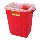 BD Large Red Sharps Collector with Hinge Top and Gasket, 9 gal., 18.5"H x 17.75"W x 11.75"D, Extra-Large - 305601 - 8 Each