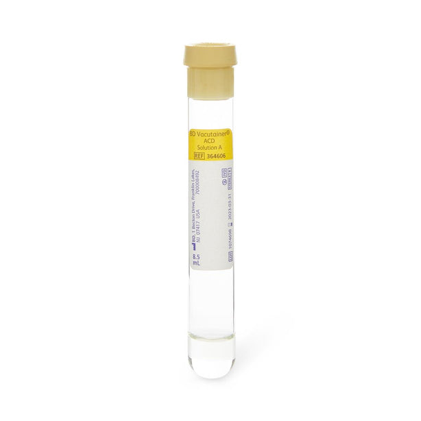 BD Vacutainer Whole Blood Collection Tubes with Anticoagulant, Solution A, Glass, Yellow Closure, 8.5 mL - 364606 - 1 Each