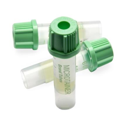 Microtainer Blood Collection Tubes with Microgard Closure and Lithium Heparin, PST gel additive, 400-600 uL Fill Volume, Mint Green Closure - 365985 - 1 Each