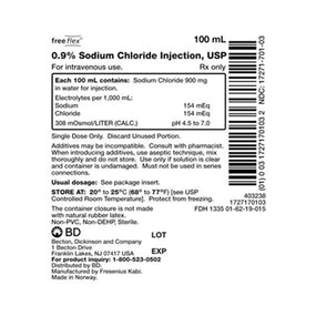 BD BD 0.9% Sodium Chloride Injection 1727170103 - 1.0 Each - MDL-B-D727170103H
