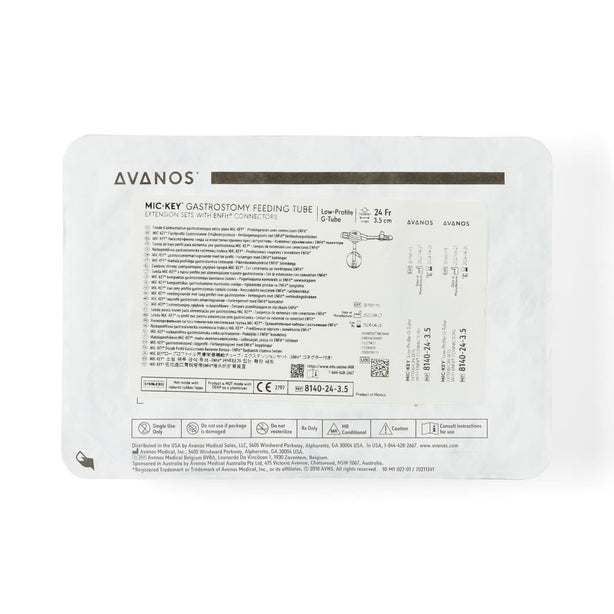 Halyard G Extension Sets with Connectors MIC-KEY Button Feeding Tube, EnFit, 24 Fr, 3.5 cm - 8140-24-3.5 - 1 Each