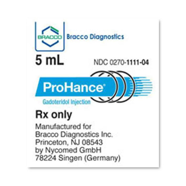 Bracco Diagnostics 111104 Prohance Gadoteridol, 279.3 mg / mL Injection, 5 mL Vial - MDL-BCC111104BX - 5 Each