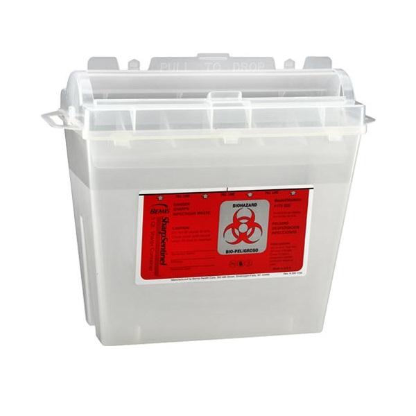 Bemis Patient Room and Exam Sharps Container with Rotating Cylinder Top, 5 qt., Beige - 175020 - 32 Each