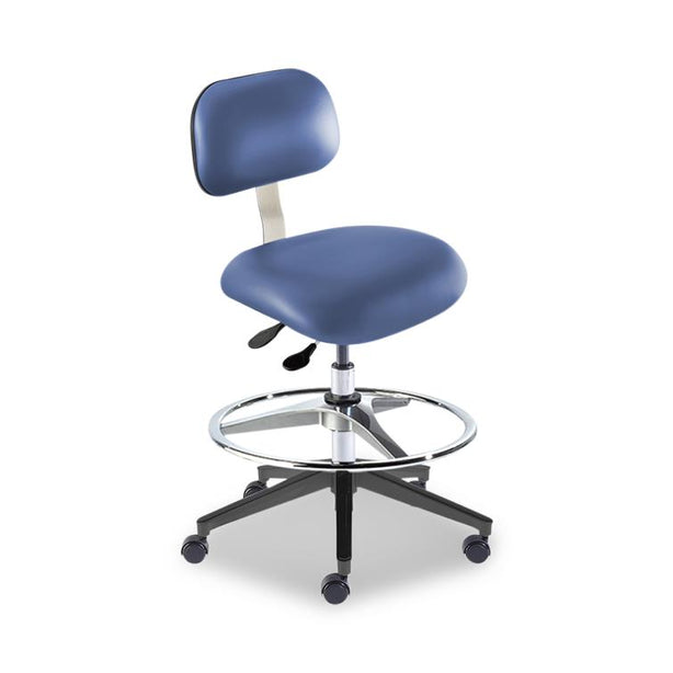Biofit Engineered Reinforced Eton Series Rolling Chair, Blue Vinyl, Chrome Composite, High Seat (22" to 32" Seat Height) - ETR-H-RC-AFP-C-AV106 - 1 Each