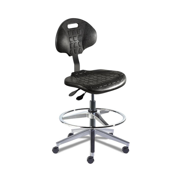 Biofit Engineered Cast UUA-H-RC-AFP-06 UniqueU Series Rolling Chair, Black Urethane, Powder-Coated Aluminum, High Seat (21" to 31" Seat Height) - MDL-BEPUNIQUE116 - 1 Each