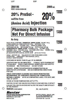 BAXTER HEALTHCARE CLINIMIX 5/20 Sulfite-Free Solution 2B6186 6 Bag - MDL-BHL2B6186