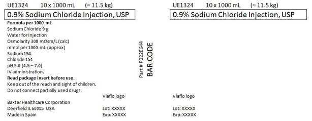 Baxter Healthcare Sodium Chloride 0.9% Injection Solution, USP UE1324D - 1.0 Each