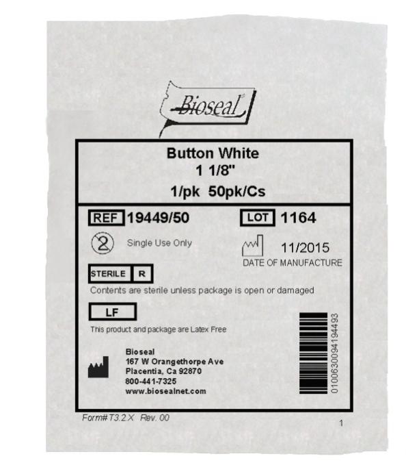 Bioseal Bioseal White Buttons 19449/50 50.0 Each-MDL-BIE1944950