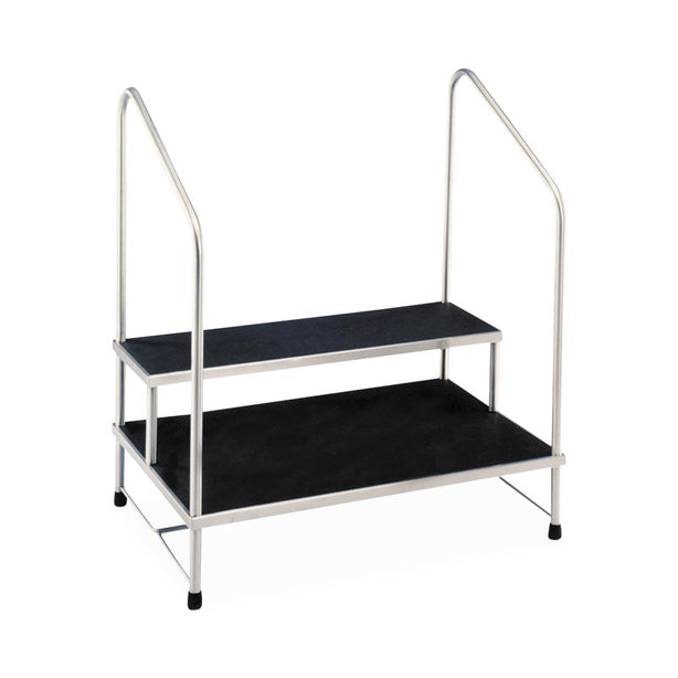 Blickman Health Ind Inc Stainless Steel Double Step Stool With Handrail - BLK7764MRHR