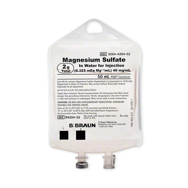 B BRAUN MEDICAL INC. Magnesium Sulfate IV Solution for Injection D4204-52 24 Each - MDL-BMGD420452
