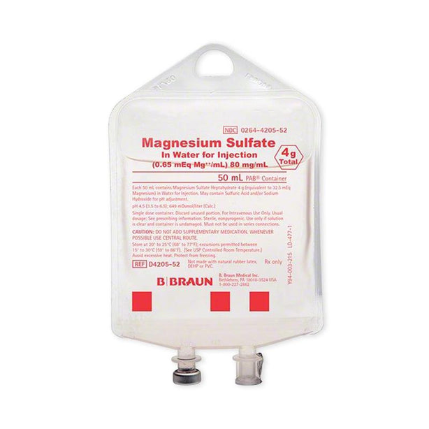 B BRAUN MEDICAL INC. Magnesium Sulfate IV Solution for Injection D4205-52 24 Each - MDL-BMGD420552