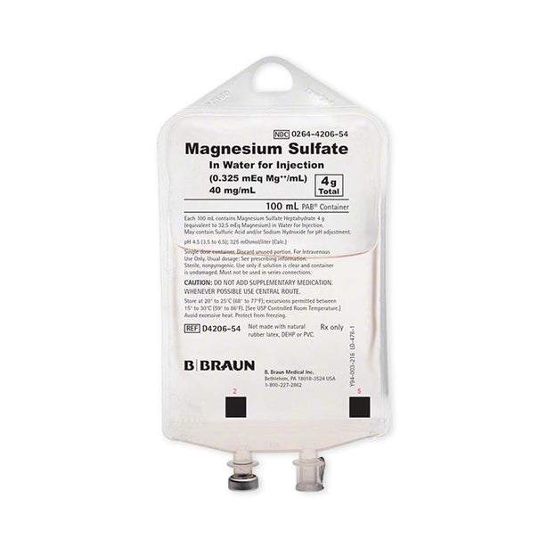B BRAUN MEDICAL INC. Magnesium Sulfate IV Solution for Injection D4206-54 24 Each - MDL-BMGD420654
