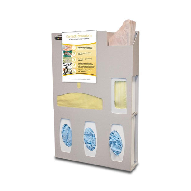 Bowman Protection System Protective Wear Isolation Bundle with 4" W Organizer, Holds Gowns, Aprons, or Coveralls / Jumpsuits, 3 Boxes of Gloves, Earloop Masks, and Miscellaneous Items, Wall Mount or Hang - BD464-0012 - 1 Each