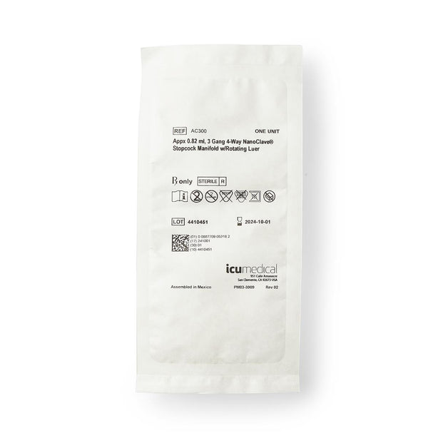 ICU MEDICAL 4-Way Stopcock, with Luer - AC300 - 50 Each