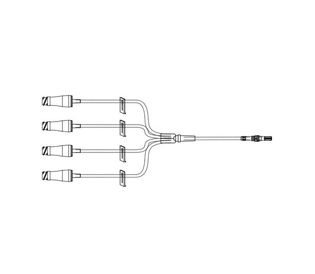 Small IV Bore Extension Set with Quad Fuse and 4 Clamps, 6", Icu Medical Small-Bore - AH7169 - 50 Each