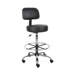 Norstar Office Be Well Medical Spa Professional Adjustable Drafting Stool With Back And Removable Foot Rest, Black - B16245-BK - 1 Each
