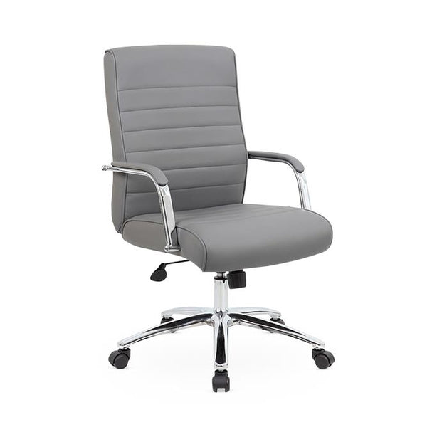 Norstar Office Boss Modern Executive Conference Chair, Ribbed Gray - B696CRB-GY - 1 Each