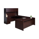 Norstar Office Boss Executive Sets U-Shaped Desk, 71" x 36" Desk, 48" x 24" Bridge, 71" x 24" Credenza, 71" x 15" Hutch, 3 Drawer Pedestal, Mahogany Finish - GROUPA5-M - 1 Each