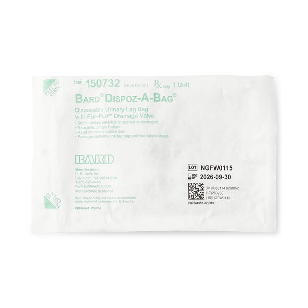 CR BARD DISPOZ-a-BAG Urinary Leg Bags with FLIP-FLO Valve 150732 1 Each-MDL-BRD150732H