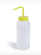 Bel-Art Wide-Mouth 500 mL (16 oz.) Polyethylene Wash Bottles, Yellow Polypropylene Cap, 53 mm Closure, Pack of 6, LDPE - BRT116260500