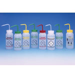 Bel-Art Safety-Vented / Labeled 2 to Color Acetone Wide-Mouth Wash Bottles, 500 mL (16 oz., Polyethylene with Red Polypropylene Cap, Pack of 3, Two-Color Right-to-Know F11642-0622 - MDL-BRT116420622 - 3 Each