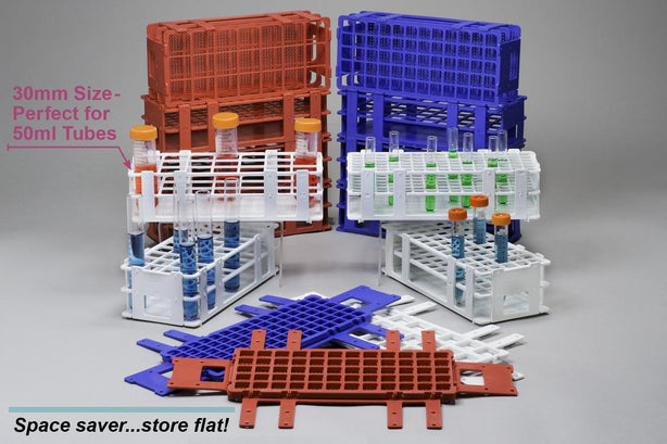 Bel-Art No-Wire Test Tube Rack for 13 to 16 mm Tubes, 60 Places, Blue - F18747-0001 - 1 Each