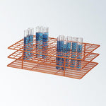 Bel-Art Epoxy-Coated Poxygrid Test Tube Rack for 13 to 16 mm Tubes, 108 Places, Orange - BRT187590003