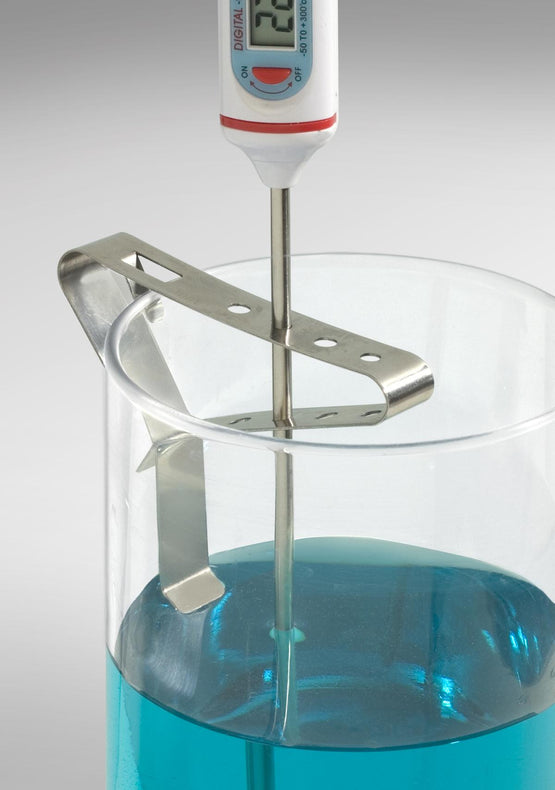 Bel-Art Multiprobe H-B Beaker Clip Liquid-in-Glass Thermometer Holder, Multi-Probe, Stainless Steel, 4 Slots - B61400-7100 - 1 Each