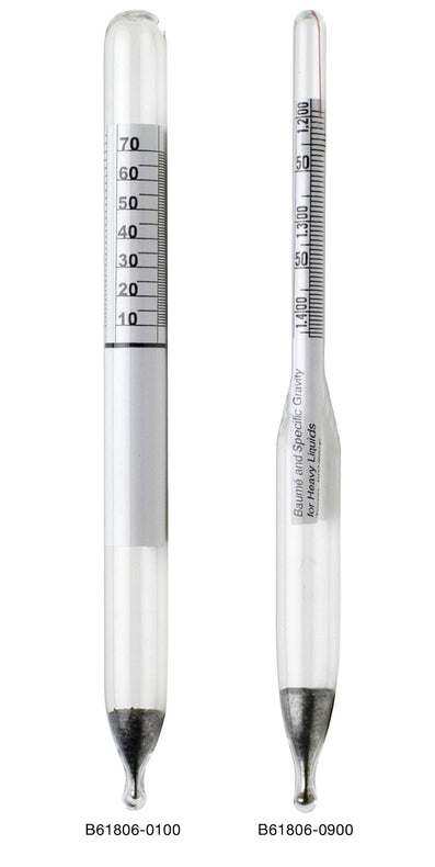 Bel-Art Universal H-B DURAC 0.700/2.000 Specific Gravity and 70/10° and 0/70° Baume Dual Scale Hydrometer for Heavy and Light Liquids - B61806-0000 - 1 Each