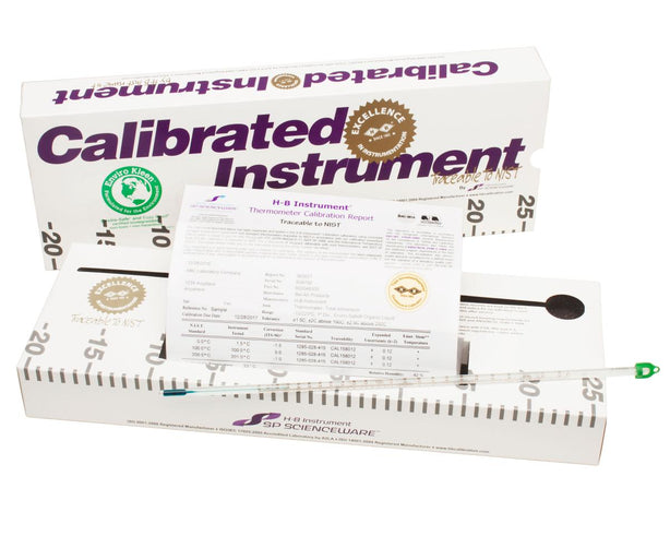 Bel-Art Enviro Safe H-B Enviro-Safe Individually Calibrated Precision Liquid-In-Glass Thermometer, -10 to 225°C, Total Immersion - B60204-0300 - 1 Each