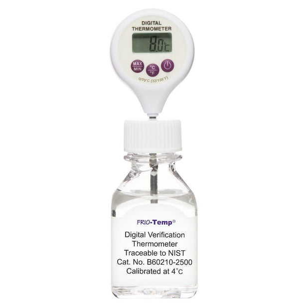 Bel-Art Refrigerator-Calibrated B60210-2500 H-B Frio-Temp Calibrated Electronic Verification Lollipop Stem Thermometer, 0/70??C (32/158??F), 4??C Refrigerator Calibration - MDL-BRTB602102500 - 1 Each