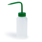 Bel-Art Wide-Mouth 250 mL (8 oz.) Polyethylene Wash Bottles, Green Polypropylene Cap, 38 mm Closure, Pack of 6, LDPE Color-Coded - F11628-0250 - 6 Each